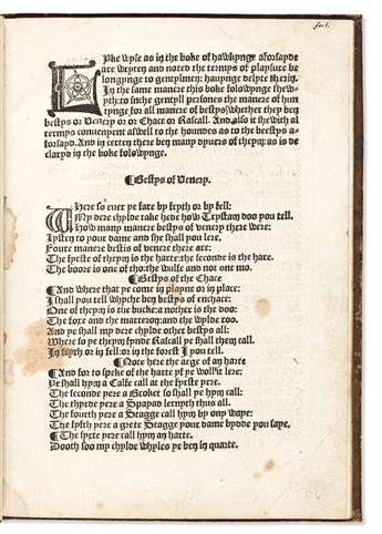 Berners, Juliana (b. circa 1388) The Boke of Saint Albans, Fragment.